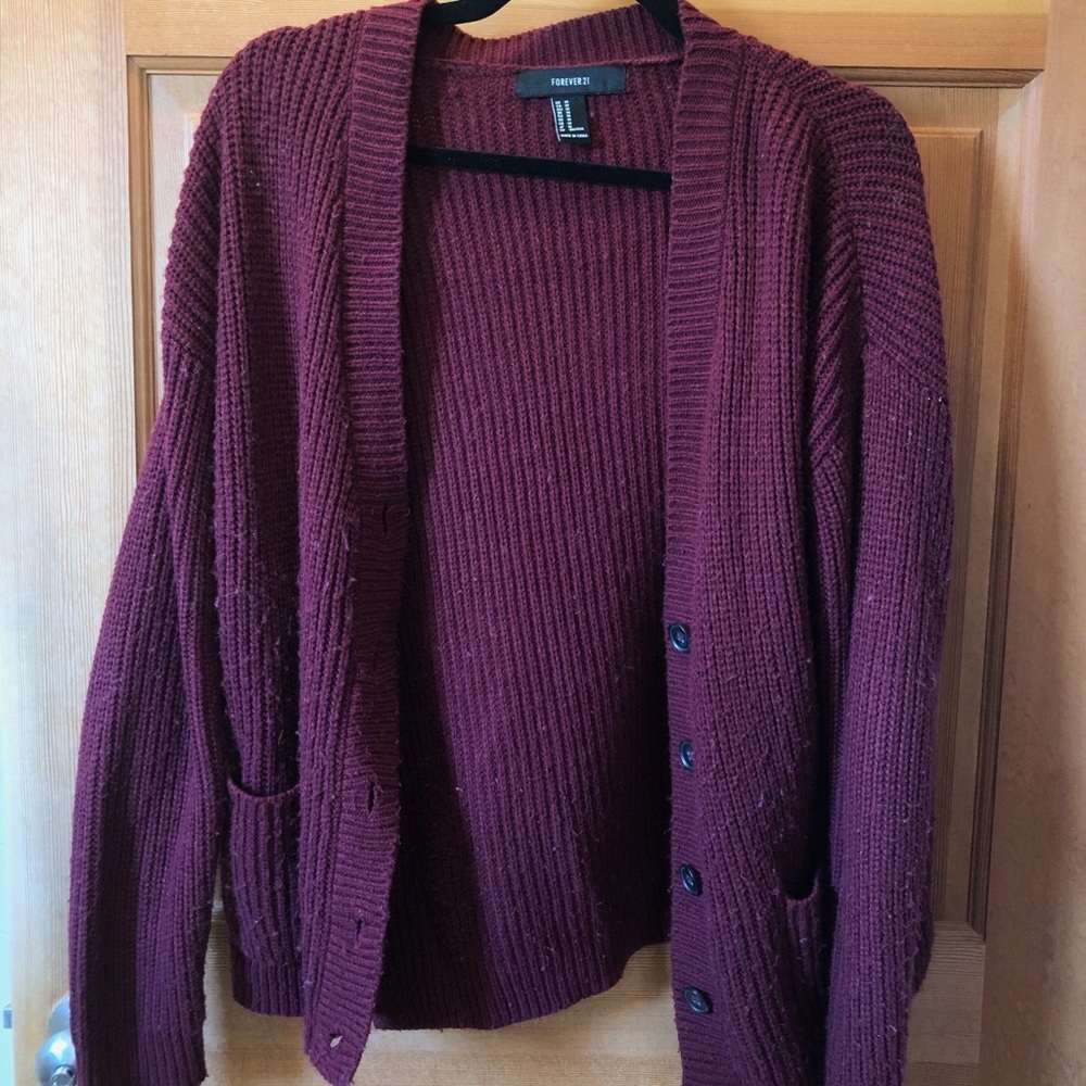 forever 21 maroon cardigan